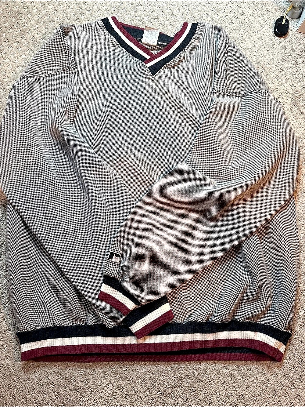 Russell Athletic V-Neck Sweater Gray & Black XXL